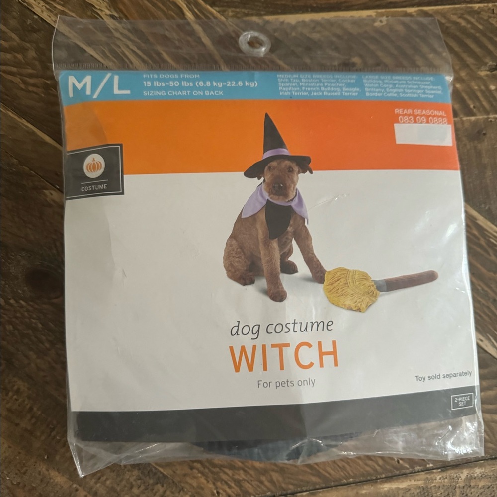 Halloween Dog Costume Witch. M 15-30 Lbs. Most Breeds.
